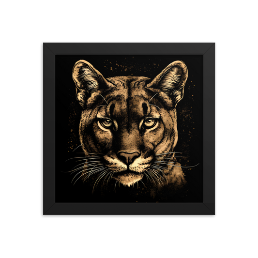 Animal Soul Stare: The Mesmerizing Mountain Lion Framed Poster