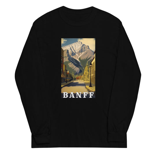 Cascade Mountain Seen From Banff Avenue Men’s Long Sleeve Shirt