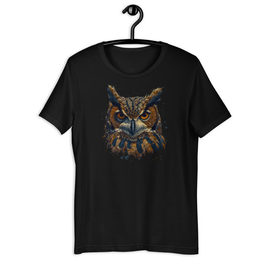 Animal Soul Stare: The Vigilant Great Horned Owl Unisex T-Shirt