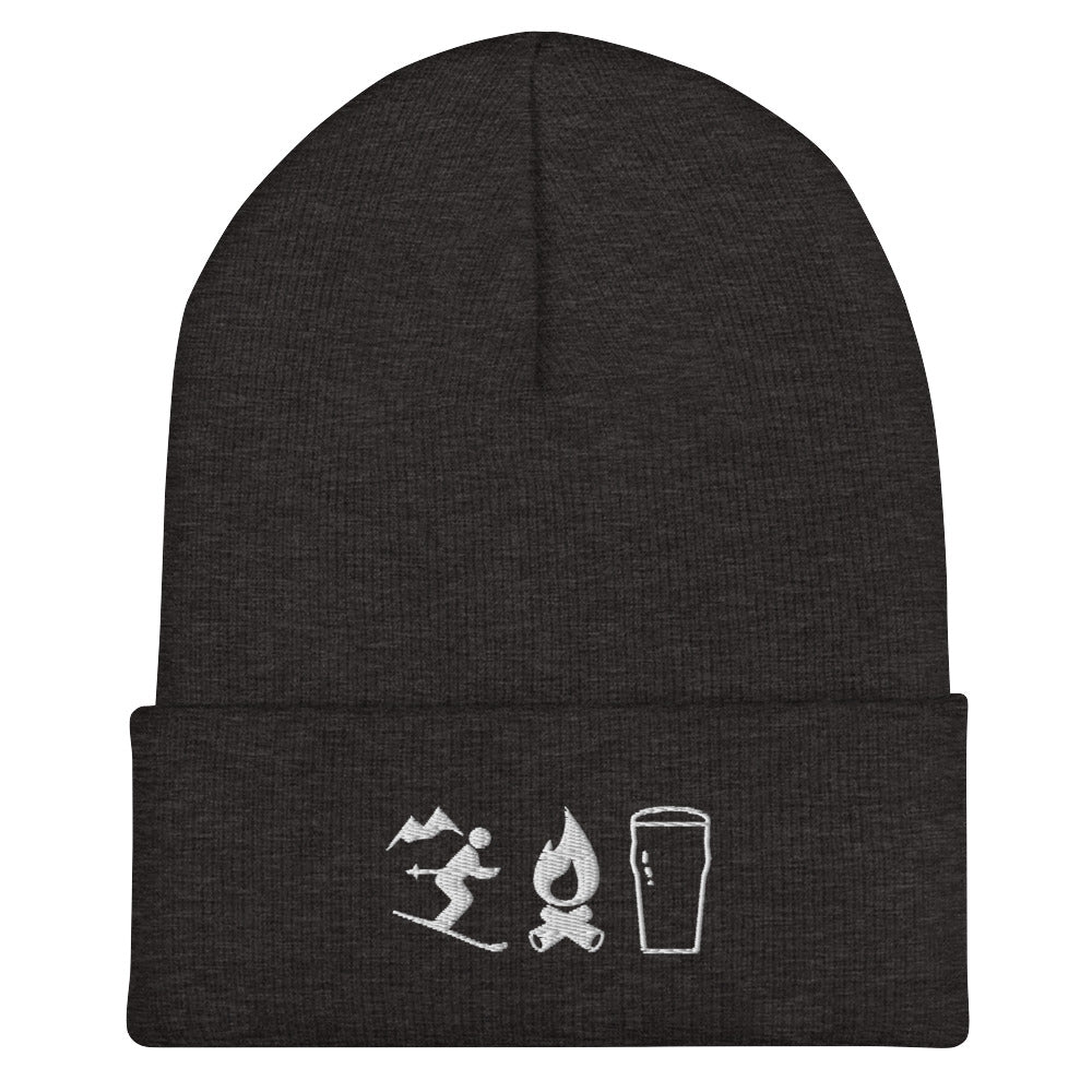 Ski, Fire, Beer Embroidered Toque