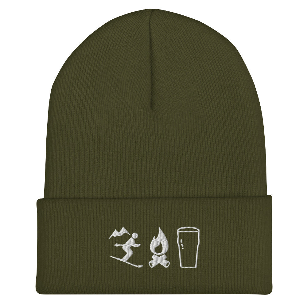 Ski, Fire, Beer Embroidered Toque