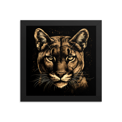 Animal Soul Stare: The Mesmerizing Mountain Lion Framed Poster