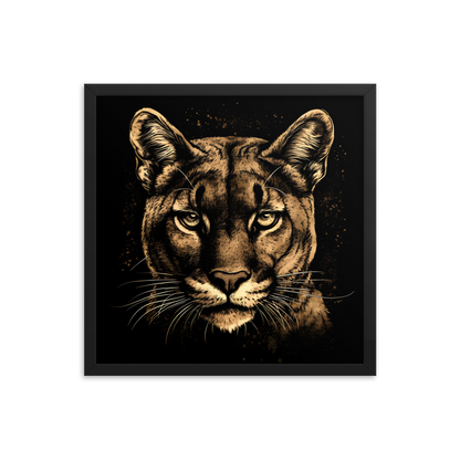 Animal Soul Stare: The Mesmerizing Mountain Lion Framed Poster