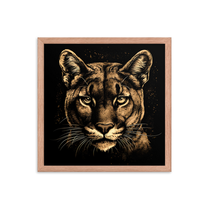 Animal Soul Stare: The Mesmerizing Mountain Lion Framed Poster