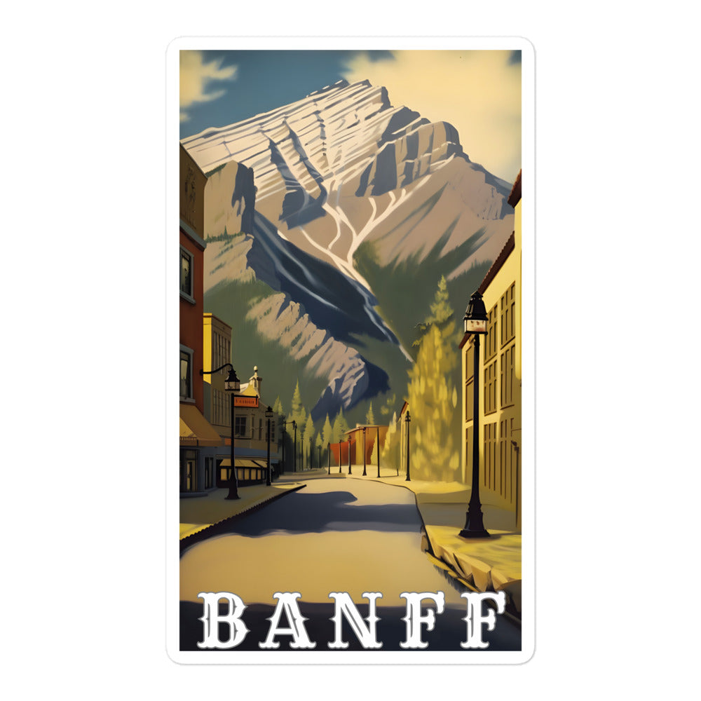 Cascade Mountain Seen from Banff Avenue Bubblefree Stickers