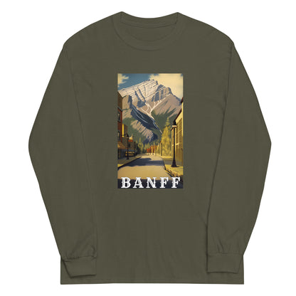 Cascade Mountain Seen From Banff Avenue Men’s Long Sleeve Shirt